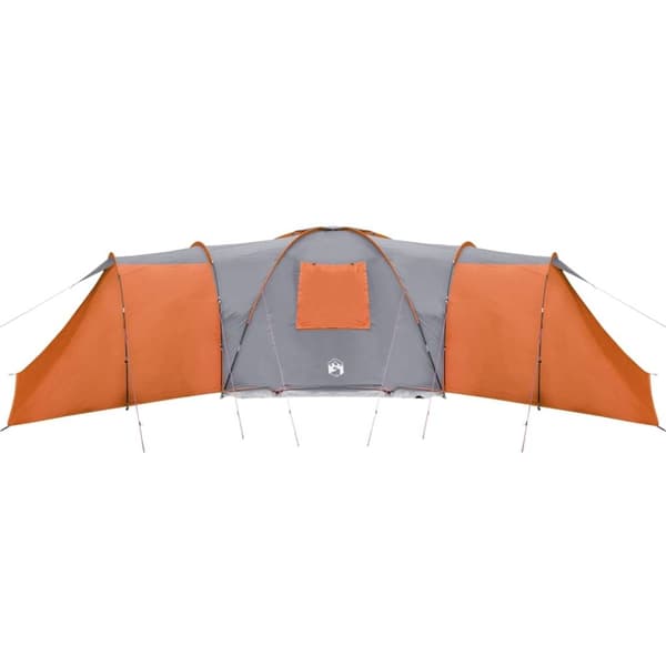 vidaXL Kuppeltelt for camping 12 personer grå og oransje vanntett