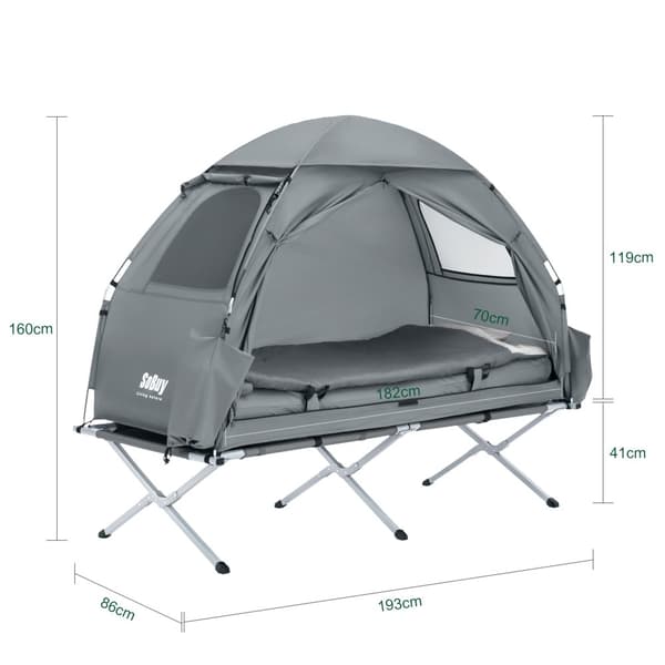 SoBuy 7-in-1 Teltta 1 Hengelle – Retkiteltta | 193x86x160cm Harmaa OGS32-HG