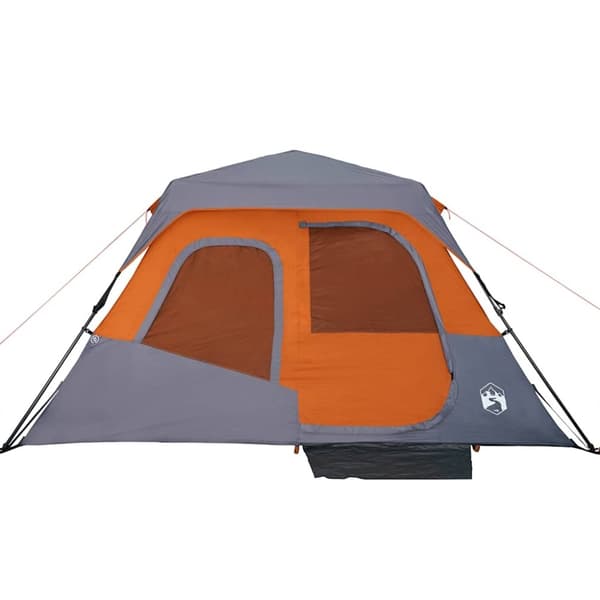 vidaXL Campingtelt 6 personer grå og oransje hurtigutløser vanntett