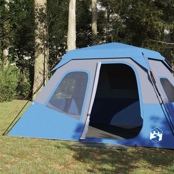 vidaXL Campingtelt 6 personer blå hurtigutløser vanntett