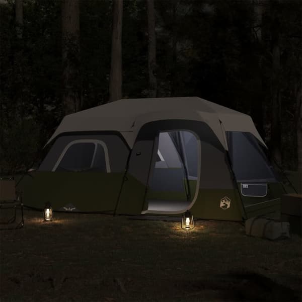 vidaXL Familjetält 9 personer med LEDs grön snabbrest