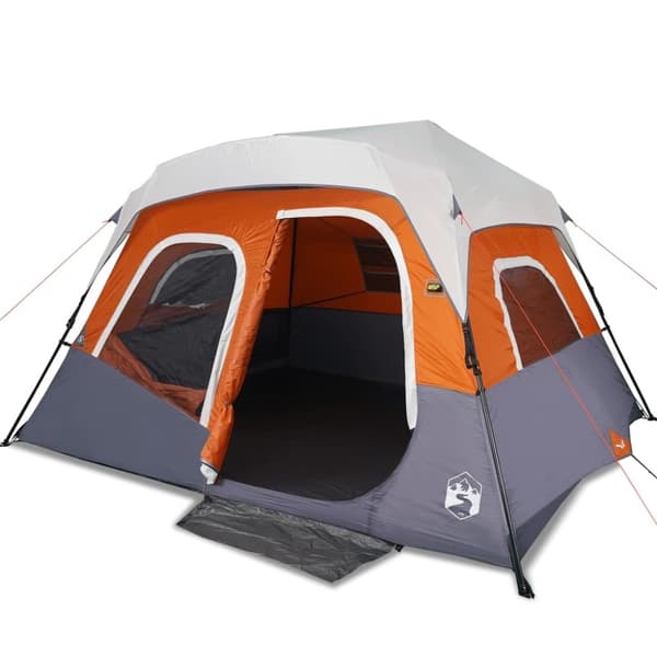 vidaXL Familjetält 6 personer med LEDs grå&orange snabbrest