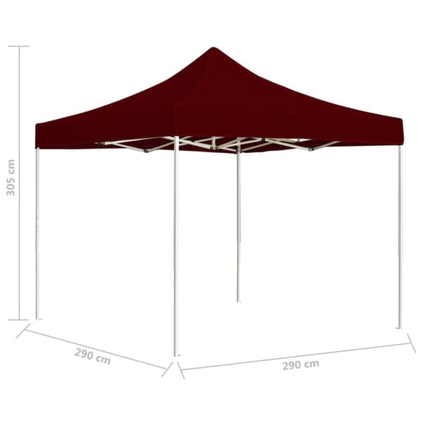 Hopfällbart partytält aluminium 3x3 m vinröd