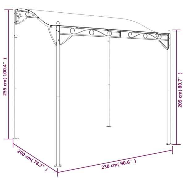 baldakin 2x2,3 m 180 g/m² stof og stål