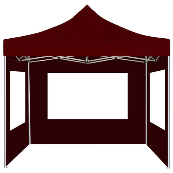 foldbart festtelt med vægge  2 x 2 m aluminium bordeaux