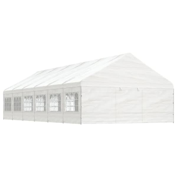 Paviljong med tak vit 13,38x5,88x3,75 m polyeten