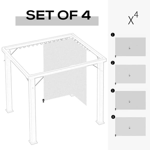 Rootz Gazebo - Sidepaneler - C Ringe - Kroge - Holdbar - Langtidsholdbar - Erstatningspavillongardiner - Firkantede - Afrundede stænger - 100% polyest