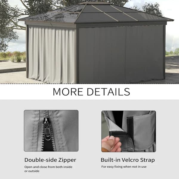 Rootz Gazebo - Sidepaneler - C Ringe - Kroge - Holdbar - Langtidsholdbar - Firkantet - Afrundede stænger - 100% polyester - Beige - 302x205cm