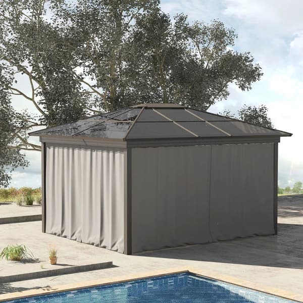 Rootz Gazebo - Sidepaneler - C Ringe - Kroge - Holdbar - Langtidsholdbar - Firkantet - Afrundede stænger - 100% polyester - Beige - 302x205cm