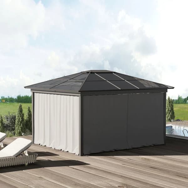 Rootz Gazebo - Sidepaneler - C Ringe - Kroge - Holdbar - Langtidsholdbar - Firkantet - Afrundede stænger - 100% polyester - Beige - 302x205cm