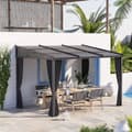 Miniatyrbild 2 av 5: Rootz Garden Gazebo - Pergola med skjutbara takgardiner - Aluminiumram - Mörkgrå - 3,65 x 2,55 x 2,05 m