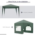 Miniatyrbild 4 av 11: Rootz Camping Gazebo - Bröllopsfest - Canopy Tent Marquee - Pop Up Gazebo - Bärväska - Fönster - Stålram - Grön - 2,95 x 2,95 m x 2,58 m