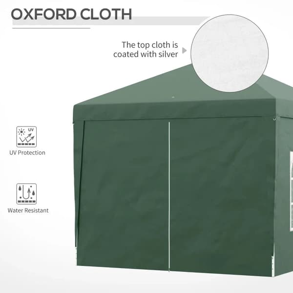 Rootz Camping Gazebo - Bröllopsfest - Canopy Tent Marquee - Pop Up Gazebo - Bärväska - Fönster - Stålram - Grön - 2,95 x 2,95 m x 2,58 m
