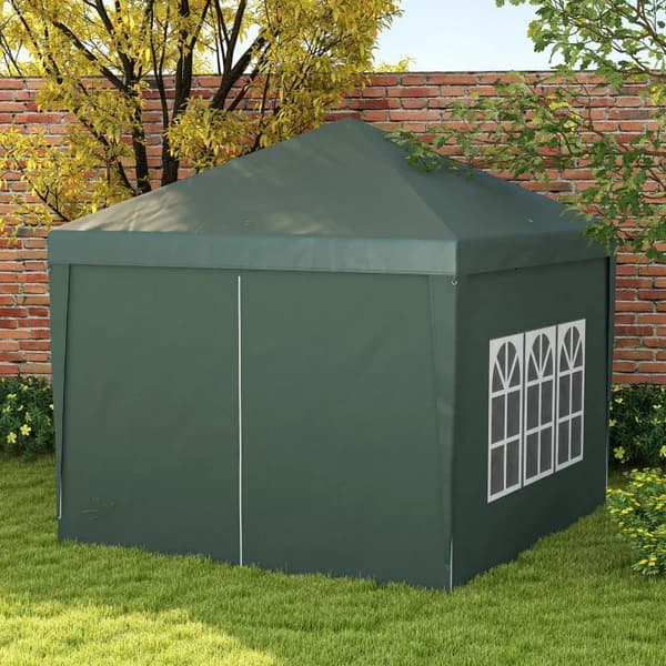 Rootz Camping Gazebo - Bröllopsfest - Canopy Tent Marquee - Pop Up Gazebo - Bärväska - Fönster - Stålram - Grön - 2,95 x 2,95 m x 2,58 m