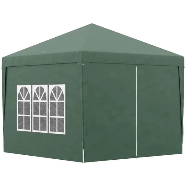 Rootz Camping Gazebo - Bröllopsfest - Canopy Tent Marquee - Pop Up Gazebo - Bärväska - Fönster - Stålram - Grön - 2,95 x 2,95 m x 2,58 m