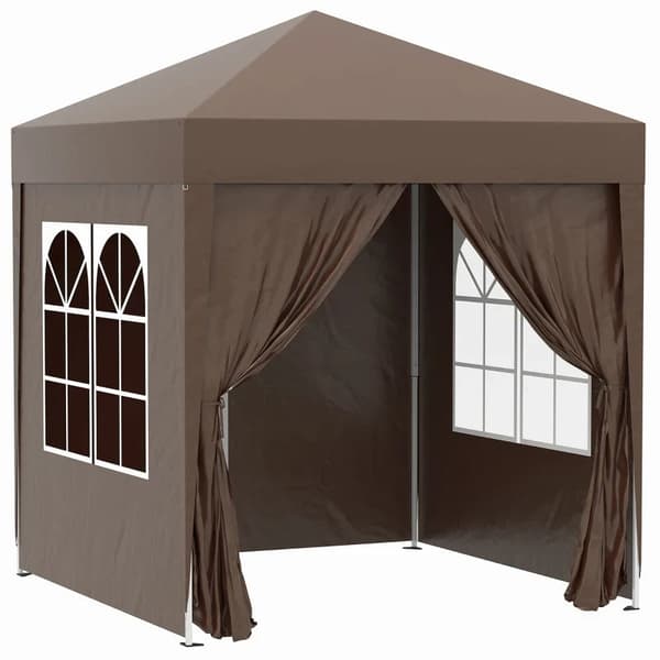 Rootz Folding Pavilion - Öltält - 4 avtagbara sidoväggar - 2 fönster - Metallram - Brun - 2 x 2m