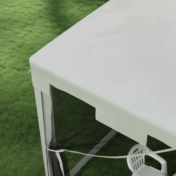 Rootz Gazebo - Trädgårdstält - 3 X 3 M Gazebo - Fästlinor - Väderbeständig - Vikbar - Metall-polyeten - Vit - 395cm X 295cm X 255cm