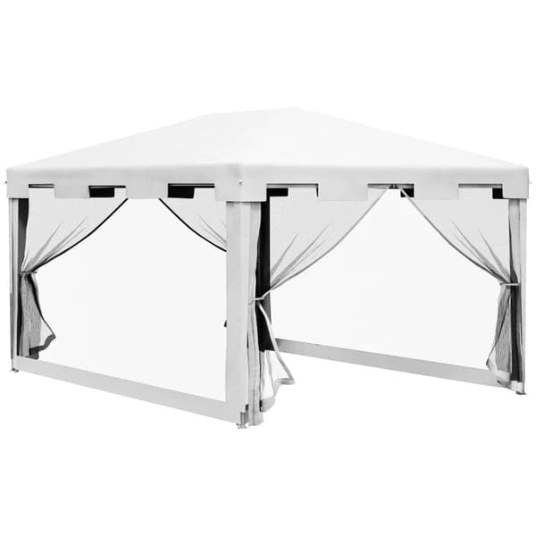 Rootz Gazebo - Havetelt - 3 X 3 M Gazebo - Fastgørelsesreb - Vejrbestandig - Sammenfoldelig - Metal-polyethylen - Hvid - 395cm X 295cm X 255cm