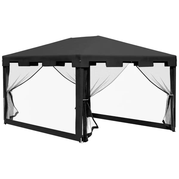 Rootz Gazebo - Trädgårdstält - 3 X 3 M Gazebo - Fästlinor - Väderbeständig - Vikbar - Metall-Polyeten - Svart - 395cm X 295cm X 255cm