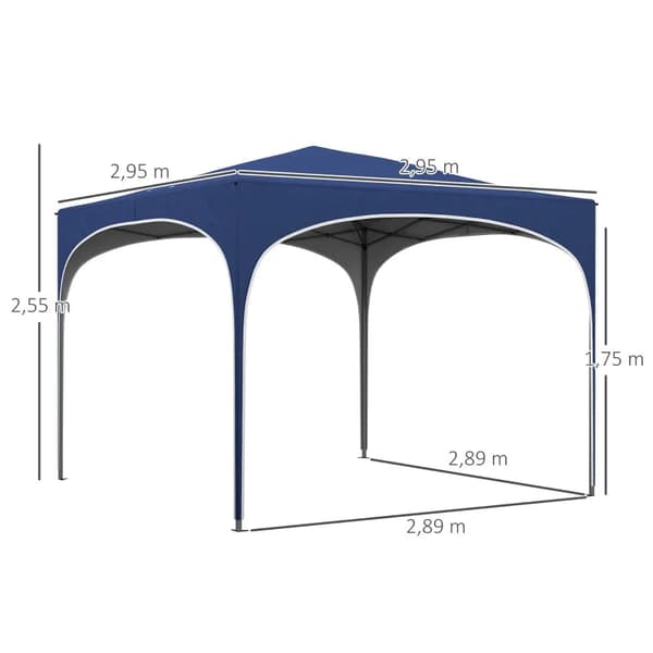 Rootz Folding Gazebo - Paviljonger & partytält - Justerbara i höjdled - Metallstöd - Robust presenning - Inklusive bärväska - Mörkblå - 2,95 x 2,95 x