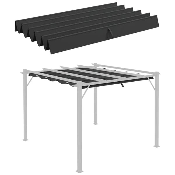 Rootz-erstatningspresenning - Lysthus - Med vandafløbshuller - Udtrækkeligt Pergola-skærmbetræk - Mørkegrå - 2,50 x 2,55 m