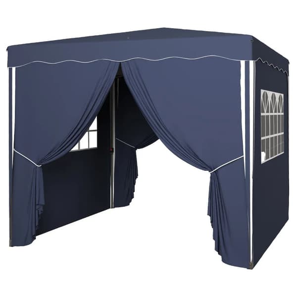 Rootz Foldepavillon - Havepavillon - Højdejusterbar - 2 store vinduer - Fyrreb - Bæretaske - Metalramme - Stål - 100% Polyester - Blå - 297L x 297W x