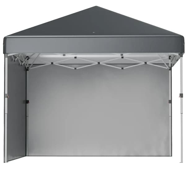 Rootz Foldepavillon - 2 Sidevægge - Højdejusterbar - Sandsæk - Transporttaske - Ramme af rustfrit stål - Stål - Oxford - Mørkegrå - 297L x 297W x 274H