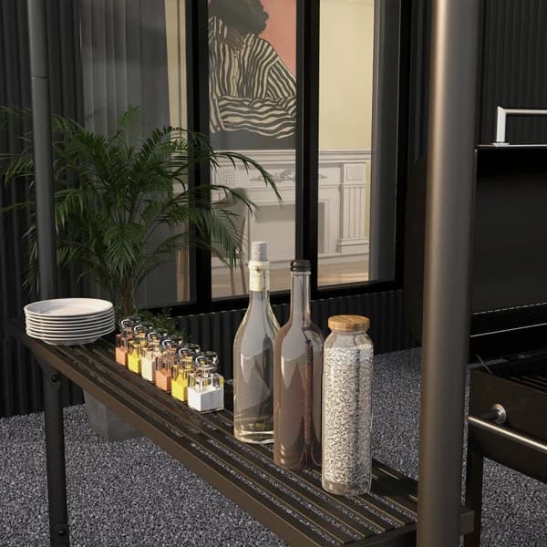 Rootz Grilltält - BBQ Pavilion - Grilltak - Väderbeständig - Markspikar - Sidofickor - Stål-Polyester - Mörkgrå - 277 X 149 X 230 Cm