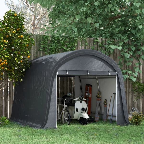Rootz Haveopbevaringstelt - Robust stålramme - Dækspændingssystem - Festtelte - Store døre - Galvaniseret stål-PE - Grå - 300W x 300D x 235H cm