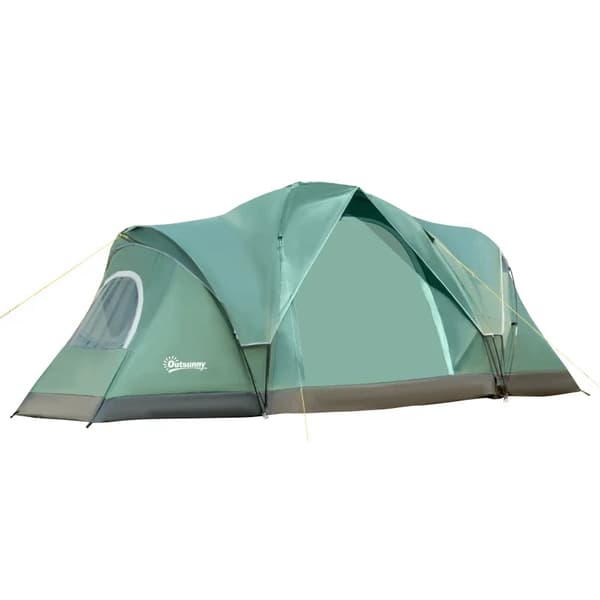 Rootz Campingtelt - Guy Ropes - Bæretaske - 5-6 personer - Familietelt - Lampekroge - Sidelommer - Polyester-Oxford - Grøn-Sort - 4,55 x 2,3 x 1,8m