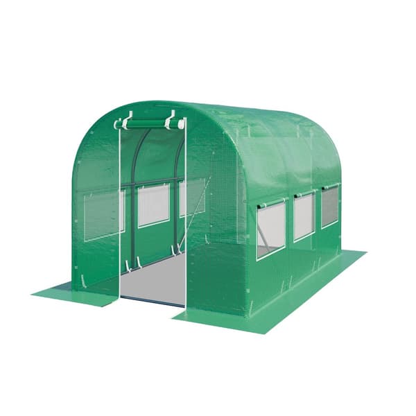 TOOLPORT Tunnelikasvihuone Kasvihuone 2x3m vakaa ja kestävä ikkunalla - 180 g/m² paksu PE pressu vihreä läpinäkyvä valkoinen