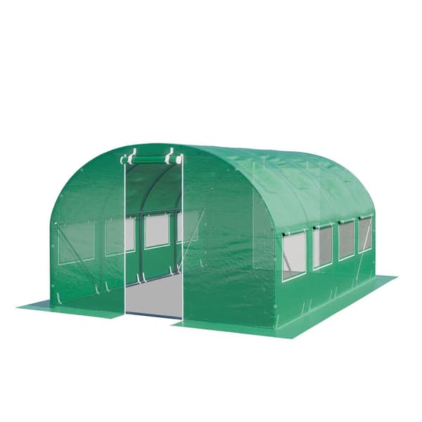 TOOLPORT Tunnelikasvihuone Kasvihuone 3x4m vakaa ja kestävä ikkunalla - 180 g/m² paksu PE pressu vihreä läpinäkyvä.