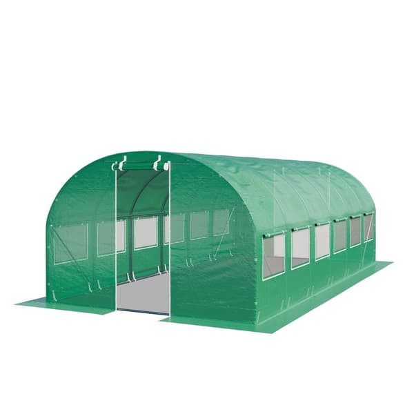 TOOLPORT Tunneldrivhus Drivhus 4x6m stabilt & holdbart med vindue - 180 g/m² tyk PE-presenning grøn transparent