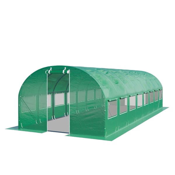 TOOLPORT Tunnelväxthus Växthus 3x8m stabil & hållbar med fönster - 180 g/m² tjock PE-presenning grön transparent