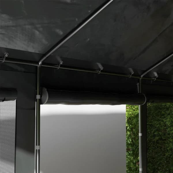 Rootz Carport & Partytält - Höjdjusterbar - 4 fönster & dörrar - Metallram - Galvaniserat stål - Mörkgrå - 3 x 6m