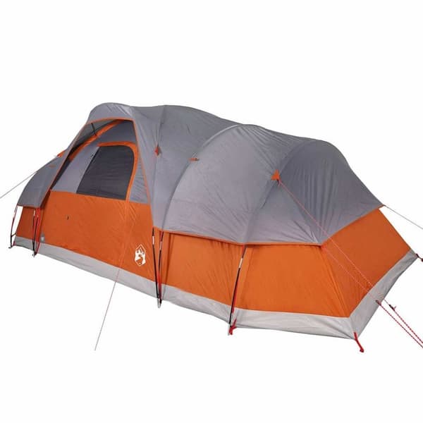 vidaXL Kuppeltelt for camping 11 personer grå og oransje vanntett