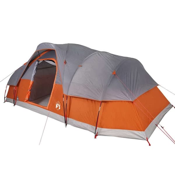 vidaXL Kuppeltelt for camping 11 personer grå og oransje vanntett