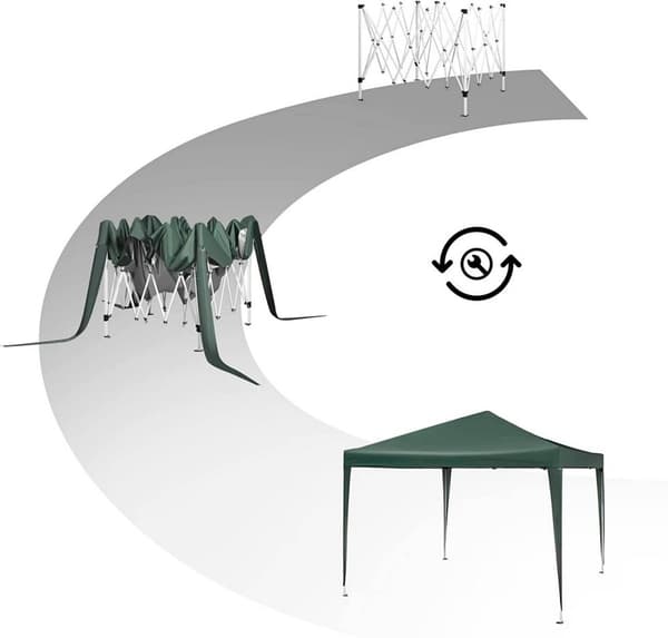 Rootz Gazebo Pop-Up-tält - Vattentät pagod - Solskyddstak - UV- och regntålig - Enkel installation - Justerbar höjd - 3 x 3 m Grön