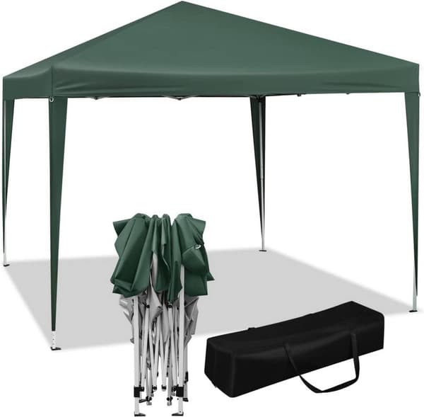 Rootz Gazebo Pop-Up telt - Vandtæt Pagoda - Solafskærmning - UV- og regnbestandig - Nem opsætning - Justerbar højde - 3 x 3 m Grøn