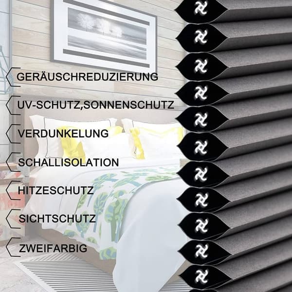 Rootz dubbla plisserade persienner av honeycomb - Sekretessrullgardiner - Lätt filtrerande skärmar - Energieffektiv - Barnsäker - Enkel installation -