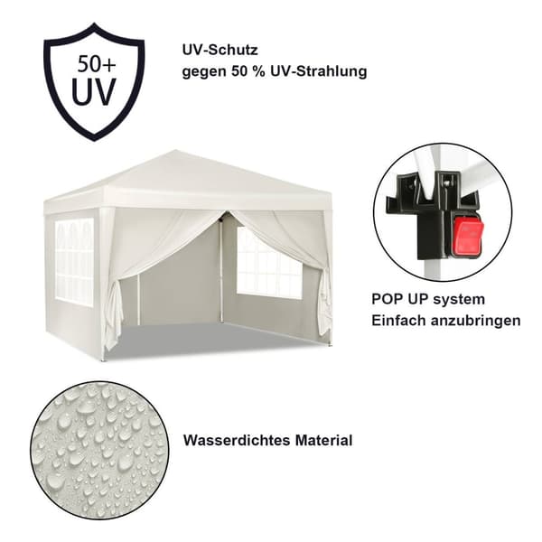 Rootz Ultimate Outdoor Gazebo - Event Pavilion - Väderbeständig kapell - Robust, justerbar höjd, enkel installation - Belagd metallram, 210D Oxford-ty