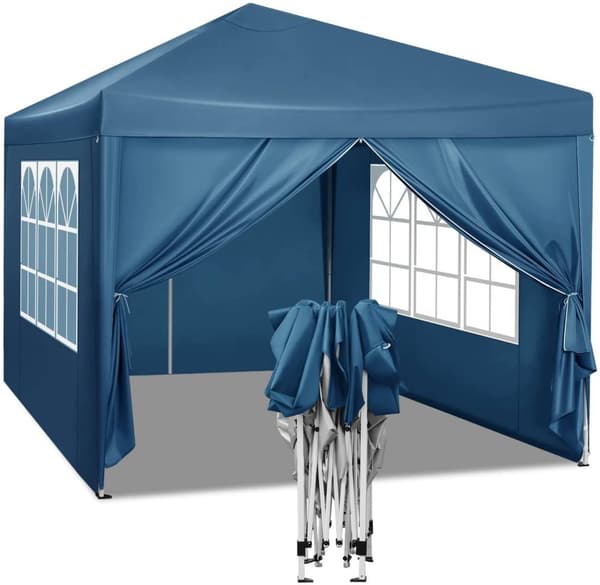 Rootz Gazebo Pop-Up telt - Vandtæt Pagoda - Solafskærmning - UV-beskyttelse - Regnbestandig - Nem opsætning - 3m x 3m Blå