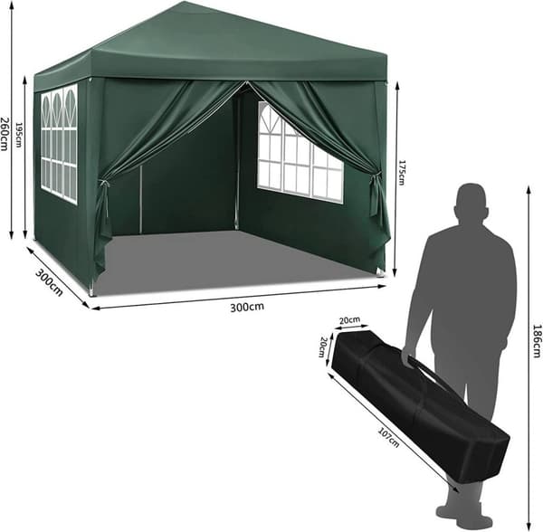 Rootz Ultimate Outdoor Gazebo - Event Pavillion - Vejrbestandig baldakin - Robust og rustsikker, UV- og regnbeskyttelse, nem opsætning - 3x3m