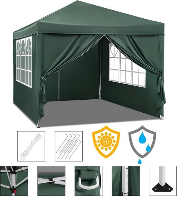 Rootz Ultimate Outdoor Gazebo - Event Pavillion - Vejrbestandig baldakin - Robust og rustsikker, UV- og regnbeskyttelse, nem opsætning - 3x3m