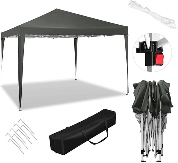 Rootz Ultimate Outdoor Gazebo - Pavillon - Eventtelt - Robust og rustsikker - Vandtæt og UV-beskyttet - Nem opsætning med justerbar højde - 3x3m