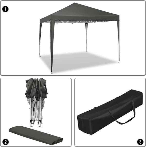 Rootz Ultimate Outdoor Gazebo - Pavillon - Eventtelt - Robust og rustsikker - Vandtæt og UV-beskyttet - Nem opsætning med justerbar højde - 3x3m