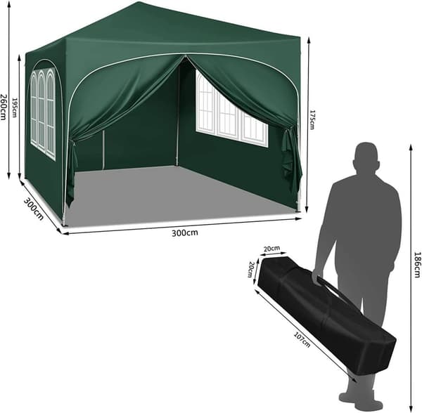 Rootz Ultimate Outdoor Gazebo - Säänkestävä paviljonki - Perheteltta - Vahva metallirunko - UV-suoja - Helppo pop-Up - 3x3m