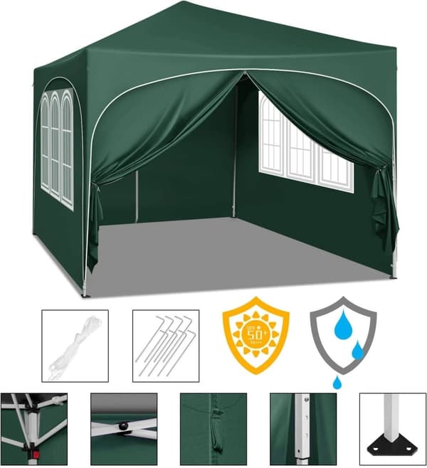 Rootz Ultimate Outdoor Gazebo - Säänkestävä paviljonki - Perheteltta - Vahva metallirunko - UV-suoja - Helppo pop-Up - 3x3m