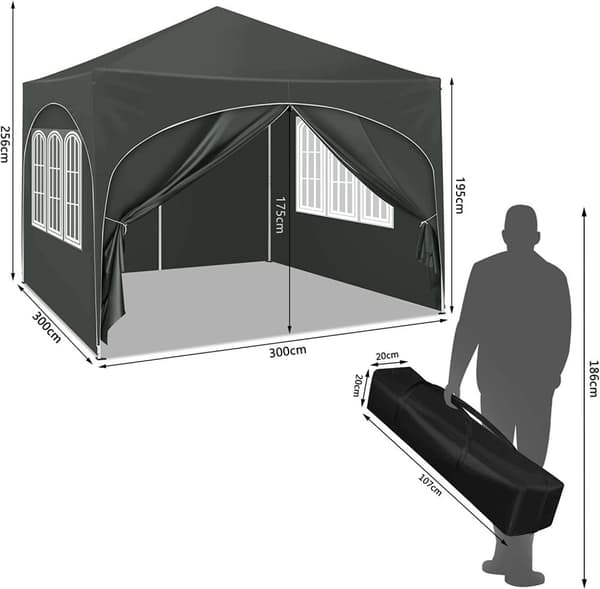 Rootz Ultimate Outdoor Gazebo - Sääsuoja - Tapahtumapaviljonki - Vahva metallirunko - UV- ja sadesuoja - Helppo asennus - 3x3m