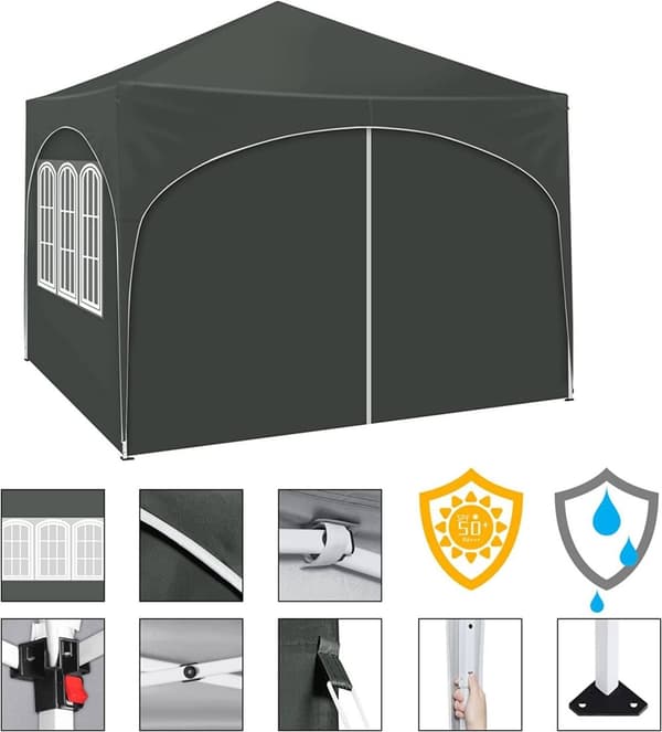 Rootz Ultimate Outdoor Gazebo - Sääsuoja - Tapahtumapaviljonki - Vahva metallirunko - UV- ja sadesuoja - Helppo asennus - 3x3m